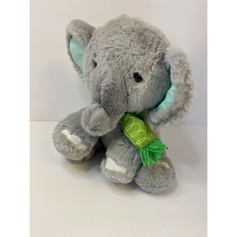 Animal Adventure Target‎ 11” Gray Elephant Stuffed Plush AnimL Green Scarf
